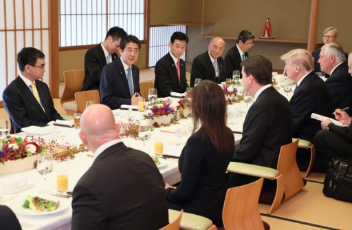 Working Lunch for Mr. Trump, the President of the United States of America and the Prime Minister Abe in the Main Japanese-style Room