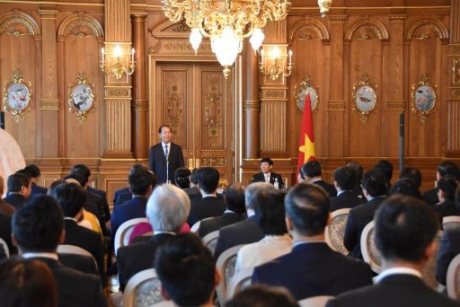 H.E.Mr.TRAN Dai Quang,President of the Socialist Republic of Viet Nam making a speech at the meeting with  Community by residents of Tokyo in  Kacho-no-Ma