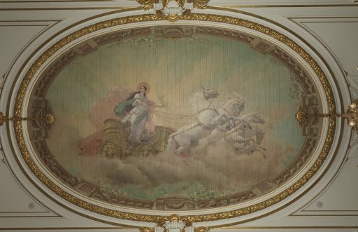 「朝日の間」の名前の由来となった天井絵画