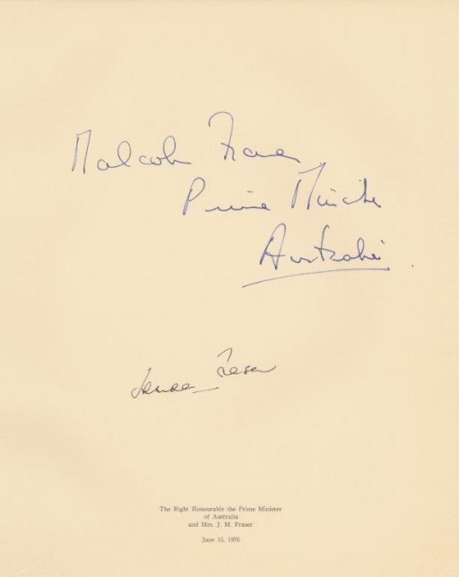 The Right Honourable the Prime Minister of Australia and Mrs. J. M. Fraser