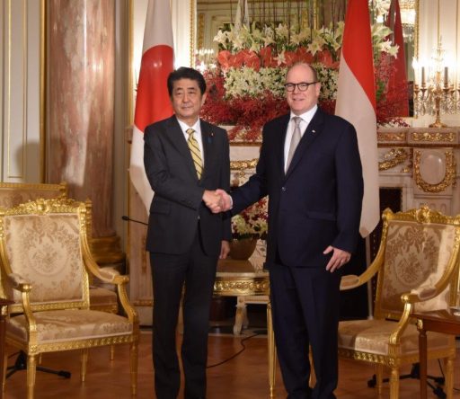 Prime Minister Abe meets with H.S.H. Prince ALBERT II of Monaco.