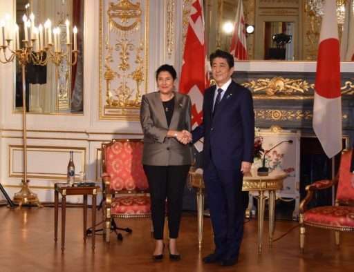 Prime Minister Abe meets with H.E. Ms. Salome ZOURABICHVILI, President of Georgia.