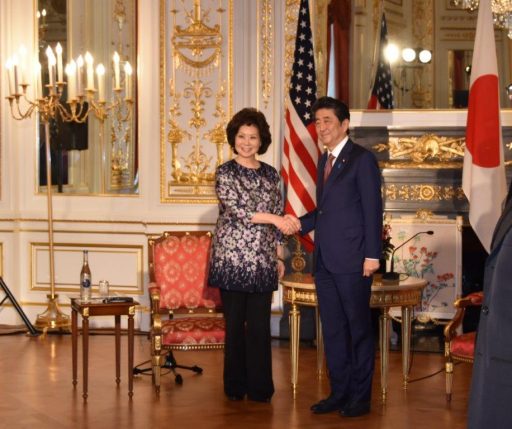 Prime Minister Abe Receives a courtesy call by The Honorable Elaine L. CHAO, Secretary of Transportation of the United States of America.