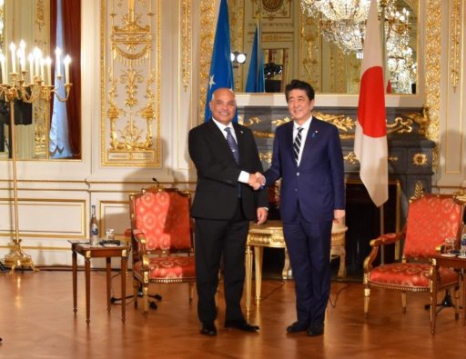 Prime Minister Abe meets with H.E. David W. PANUELO, President of the Federated States of Micronesia.