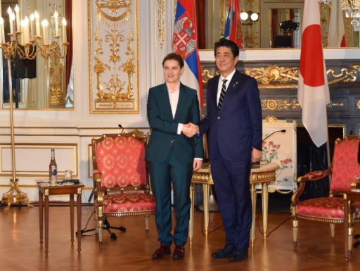 Prime Minister Abe meets with H.E. Ms. Ana Brnabić, Prime Minister of the Republic of Serbia.