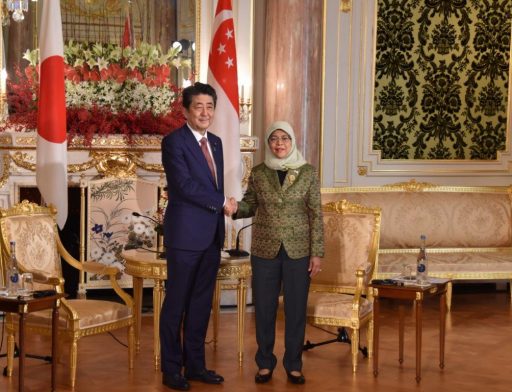 Prime Minister Abe meets with H.E. Mdm HALIMAH YACOB, President of Republic of Singapore.