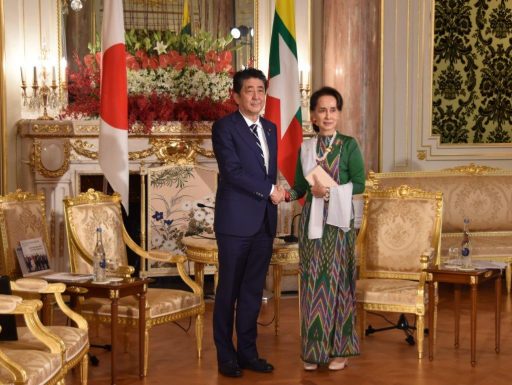 Prime Minister Abe meets with H.E. Ms. AUNG SAN SUU KYI, State Counsellor of the Republic of the Union of Myanmar.