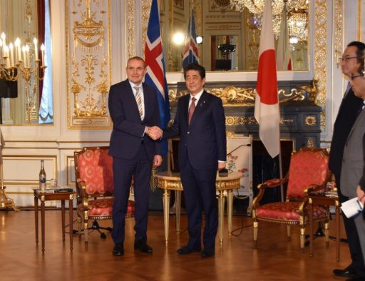 Prime Minister Abe meets with H.E. Mr. Gudni Thorlacius JOHANNESSON, President of the Republic of Iceland.