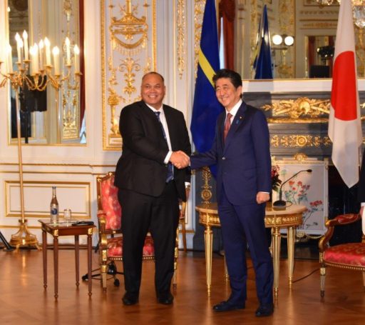 Prime Minister Abe meets with H.E. Mr. Lionel Rouwen AINGIMEA, President and Minister for Foreign Affairs and Trade of the Republic of Nauru.