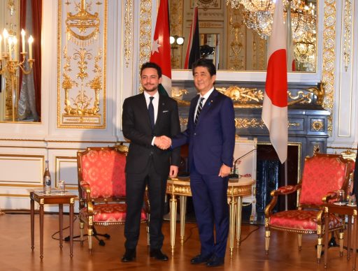 Prime Minister Abe meets with HRH Crown Prince HUSSEIN bin Abdullah bin Hussein bin Talal, Crown Prince of the Hashemite Kingdom of Jordan.