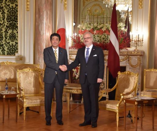 Prime Minister Abe meets with H.E. Mr. Egils LEVITS, President of the Republic of Latvia.