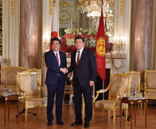 Prime Minister Abe meets with H.E. Mr. Sooronbai Sharipovich ZHEENBEKOV, President of the Kyrgyz Republic.