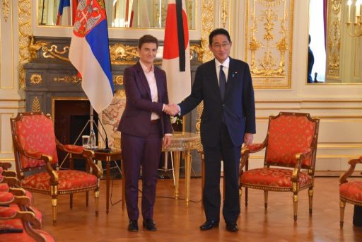Prime Minister Kishida meets with H.E. Ms. Ana Brnabic, Prime Minister of the Republic of Serbia.