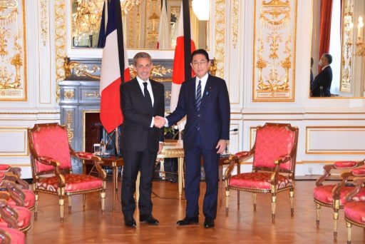 Prime Minister Kishida meets with H.E. Mr. Nicolas Sarkozy, former President of the French Republic.