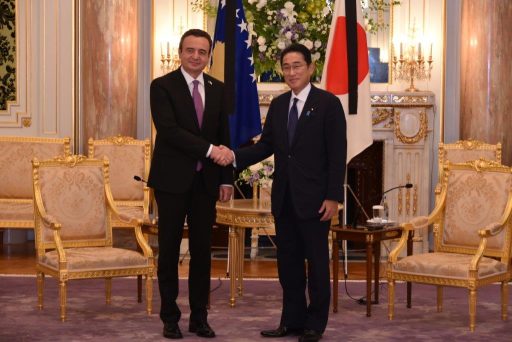 Prime Minister Kishida meets with H.E. Mr. Albin KURTI, Prime Minister of the Republic of Kosovo.