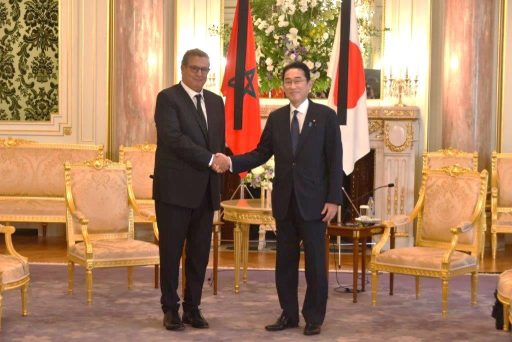 Prime Minister Kishida meets with H. E. Mr. Aziz Akhannouch, Head of Government of the Kingdom of Morocco.